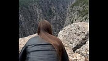 A little, hairy youngster almost gets caught riding a cock outside.