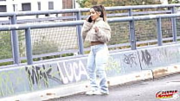 Munequita Enfadada, a small Latina midget, talks to Big Dick about casting love in Berlin in GERMAN SCOUT.