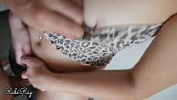 A Rubiray amateur couple's step-sister begs for sperm in her underwear and denim jeans.