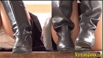 Asians with large boots flash their underwear.