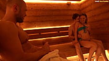 In the sauna, horny Stepson and a random man woo his stepmother's best friend, and in the anal, they fall deeply in love!