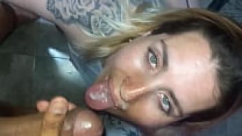 Girlfriend's face and swallow