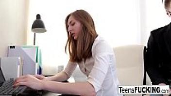 Ariadna, a pretty teenager, receives anal at work.