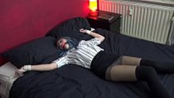 Teenage Luna Grey Ballgagged and Tied Spread Eagle