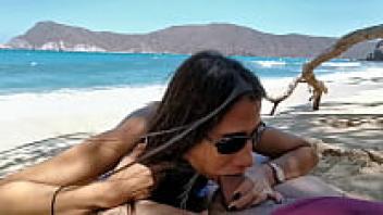 A blowjob on the shore