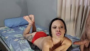 Until she has a tonne of sperm in her mouth, the red panty babe is sucking cock.