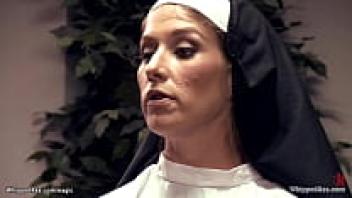 Sexy students get whipped by a lezdom nun.
