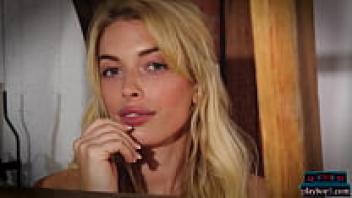 Playboy and sexy Canadian blonde Katie Jean in a solo softcore striptease video