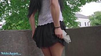 For a tonne of money, public agent Lexi Dona flashes her pussy.