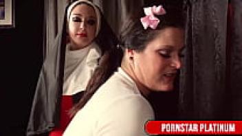 Hot Babe Kali Danes's large toys are ridden by a curvy nun named Leya Falcon!