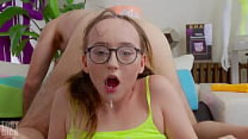 Adorable teen Emejota's tight neck gagging baby is screaming anal battering!