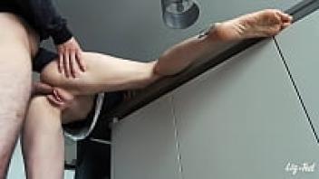 Liz and Ted having sex in the kitchen