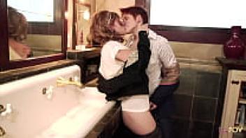 When her girlfriend catches her cheating in the bathtub with the lesbian redhead, it becomes a threesome.