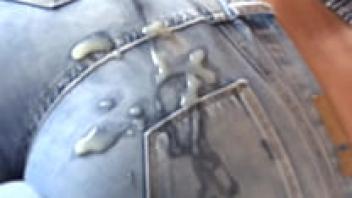 With pants on, full milk, and a gorgeous cock, the maid's stepson cums in my ass.