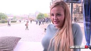 Candy Alexa, a slender blonde, is in love for the first time in public.