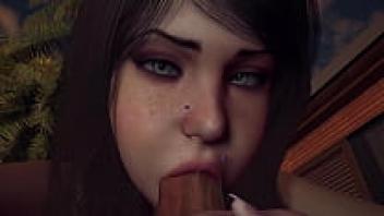 3D Porn: A good girl puts a large cock in her mouth.