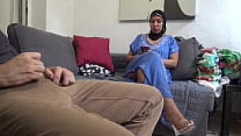 A lustful, masturbating stepson gives an Arab milf a massive cumshot.