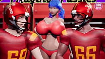 3DGSPOT: Two football players give Big Titties Teen a DP in the locker room! 3D CARTOON PORN!