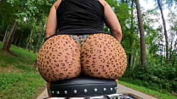 Motorcyclist wearing transparent leggings