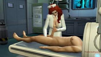 Sexy nurses adore a patient with good looks.