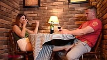 In the cafe, a crazy hot girl sucks the dick beneath the table.