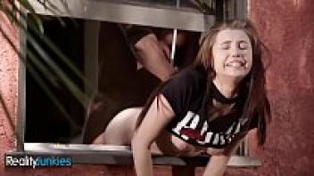 Caroline Sweets, a petite white girl, is stretched by the BBC in an interracial scenario.