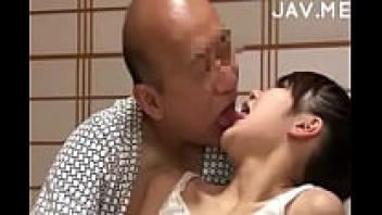 An elderly man is surprised by a tasty Japanese girl with natural tits. -