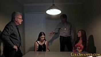 Cum sprayed on a teenage stepdaughter in handcuffs