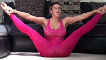 She is adaptable in her transparent pink leggings.