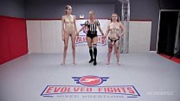 Naked Women Wrestling with Kaiia Eve Fighting Kyaa Chimera then loveing her hard