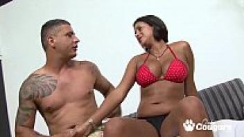 In her large brown bunda, a Brazilian MILF slides a cock.