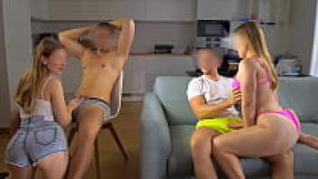 Hot foursome group sex, creampie and cumshot, mutual masturbation, swingers switching partners, and ProgrammersWife