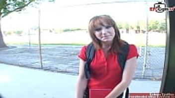 After being picked up, a teenage girl with little tits receives a pussy cumshot.