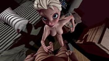 Uncensored pornographic cartoon featuring Elza in 3D SFM hentai