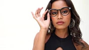 Putri Cinta, a tanned Ebony beauty, exposing her small pussy