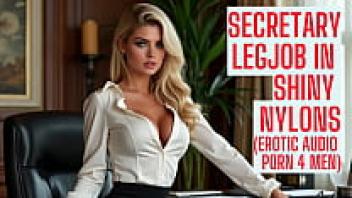 (Full Audio on my site ASMR HFO JOI Erotic Audio 4 Men) Secretary Legjob wearing nylon pantyhose