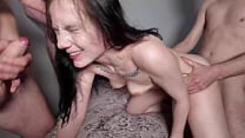 Her first love orgy, bukkake gangbang dp