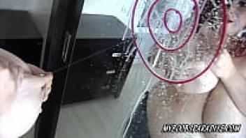 Roxanne Lactating's enormous natural tits In the Mirror