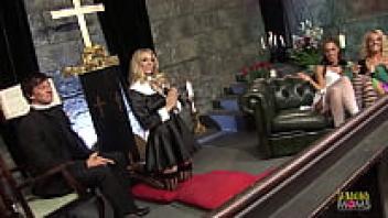 For the group sex inside the church, religious milfs offer up their large breasts and itchy pussies.