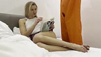 A guy is never seduced by a hot blonde in the shortest miniskirt thanks to her incredible hands and legs.