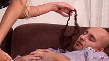 Giving him a handjob, seducing him with a strapon on his face, and milking him up with facesitting