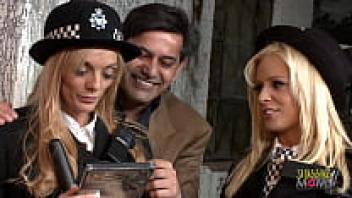 Rather than arresting a guy, horny blonde police officers cherish him.