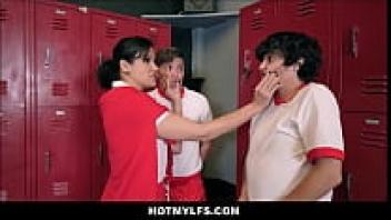 Porky's Movie Parody - MILF Gym Teacher Double Penetration Threesome Featuring Two High School Boys